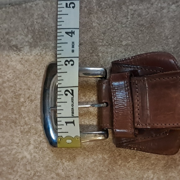 Joan & David Brown Calfskin Leather Belt Square Brass Buckle Split Size S Boho - Picture 11 of 11